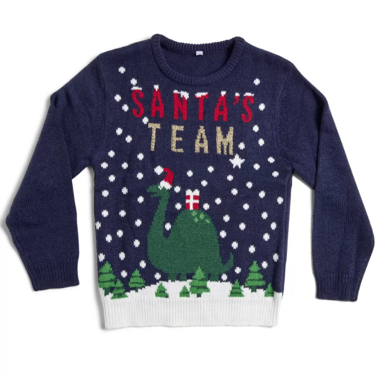 Gifi Pull de Noël enfant Santa's Team dinosaure bleu marine< Déguisement Et Tenue De Noël