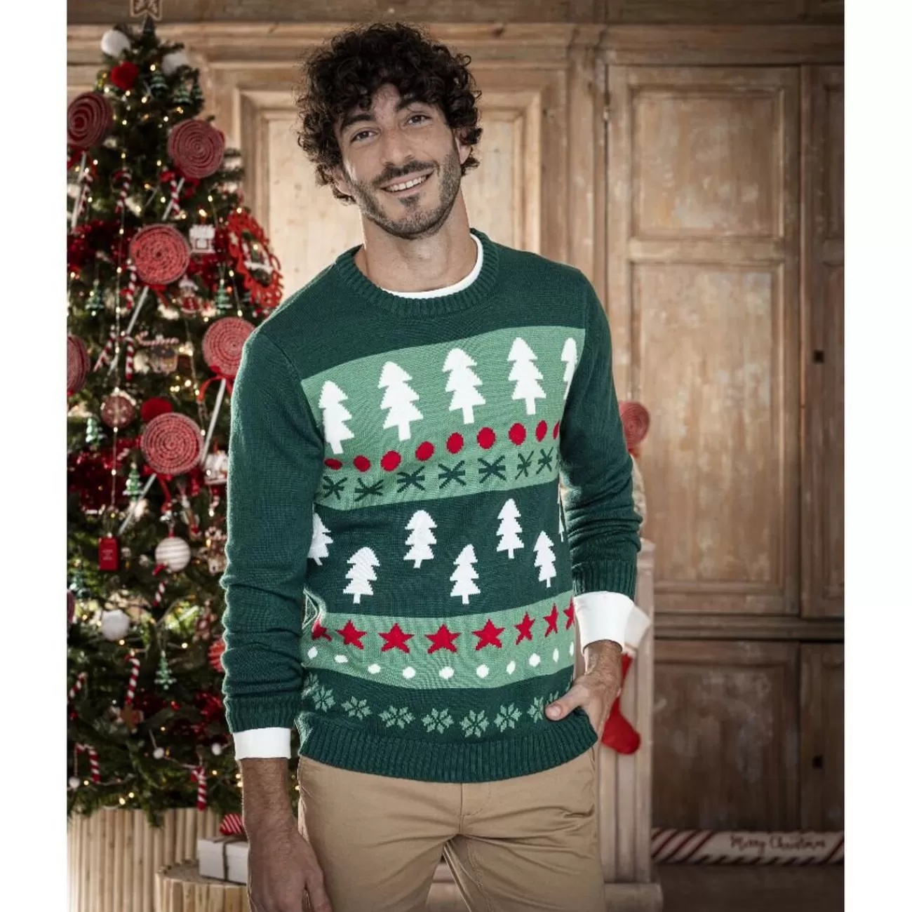 Gifi Pull de Noël vert adulte - Taille unique< Déguisement Et Tenue De Noël