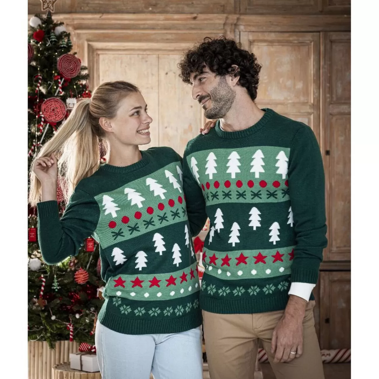 Gifi Pull de Noël vert adulte - Taille unique< Déguisement Et Tenue De Noël