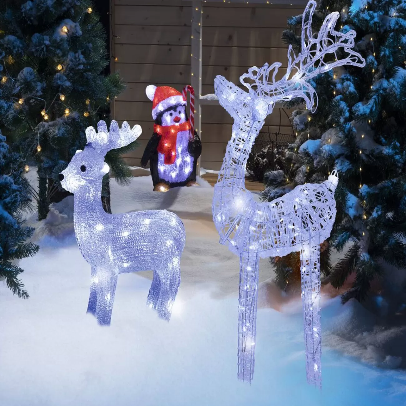 Gifi Renne de Noël lumineux 80 LED blanc froid H100cm< Décoration Extérieure De Noël