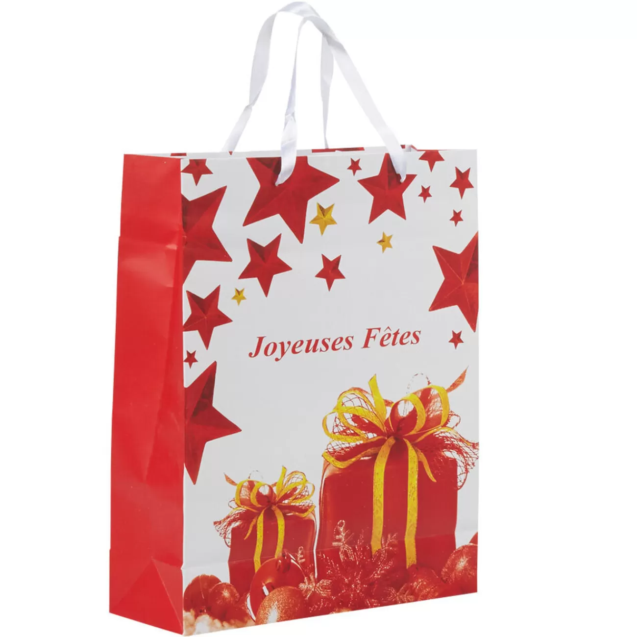 Gifi Sac cadeau Joyeuses fêtes rouge et blanc h.32 cm< Loisirs Créatifs Et Emballage Cadeau