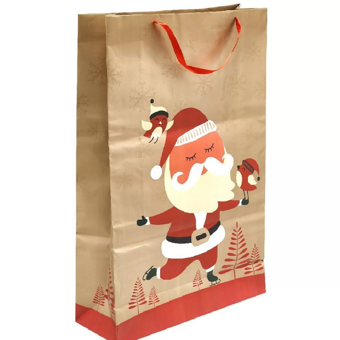 Gifi Sac cadeau naturel motif Père Noël rouge blanc XL< Loisirs Créatifs Et Emballage Cadeau