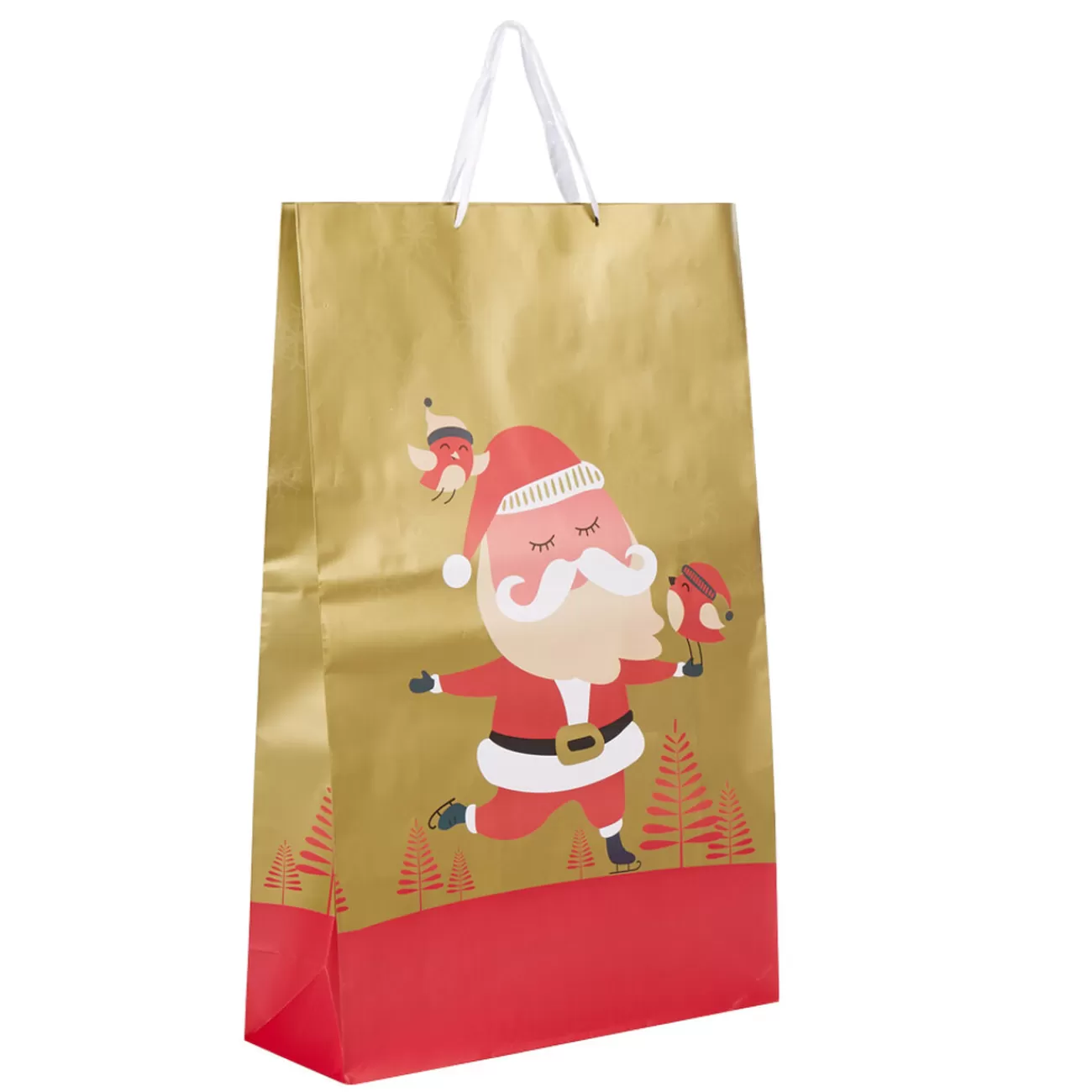 Gifi Sac cadeau naturel motif Père Noël vert rouge XL< Loisirs Créatifs Et Emballage Cadeau