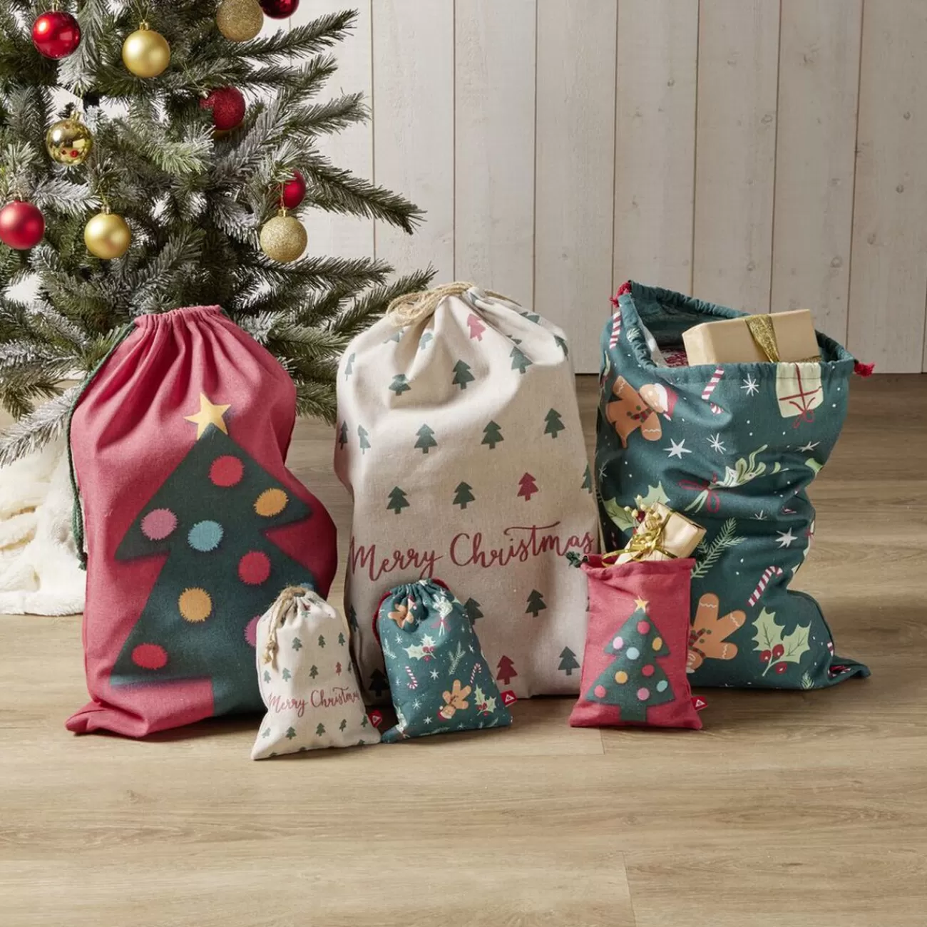 Gifi Sac cadeau tissu réutilisable 15x20cm - 3 modèles< Loisirs Créatifs Et Emballage Cadeau