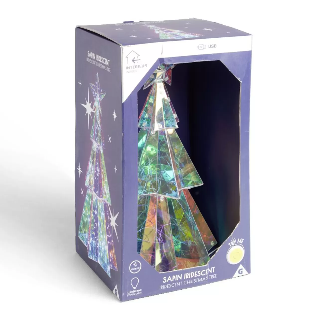 Gifi Sapin de Noël LED iridescent H37cm< Décoration Intérieure De Noël