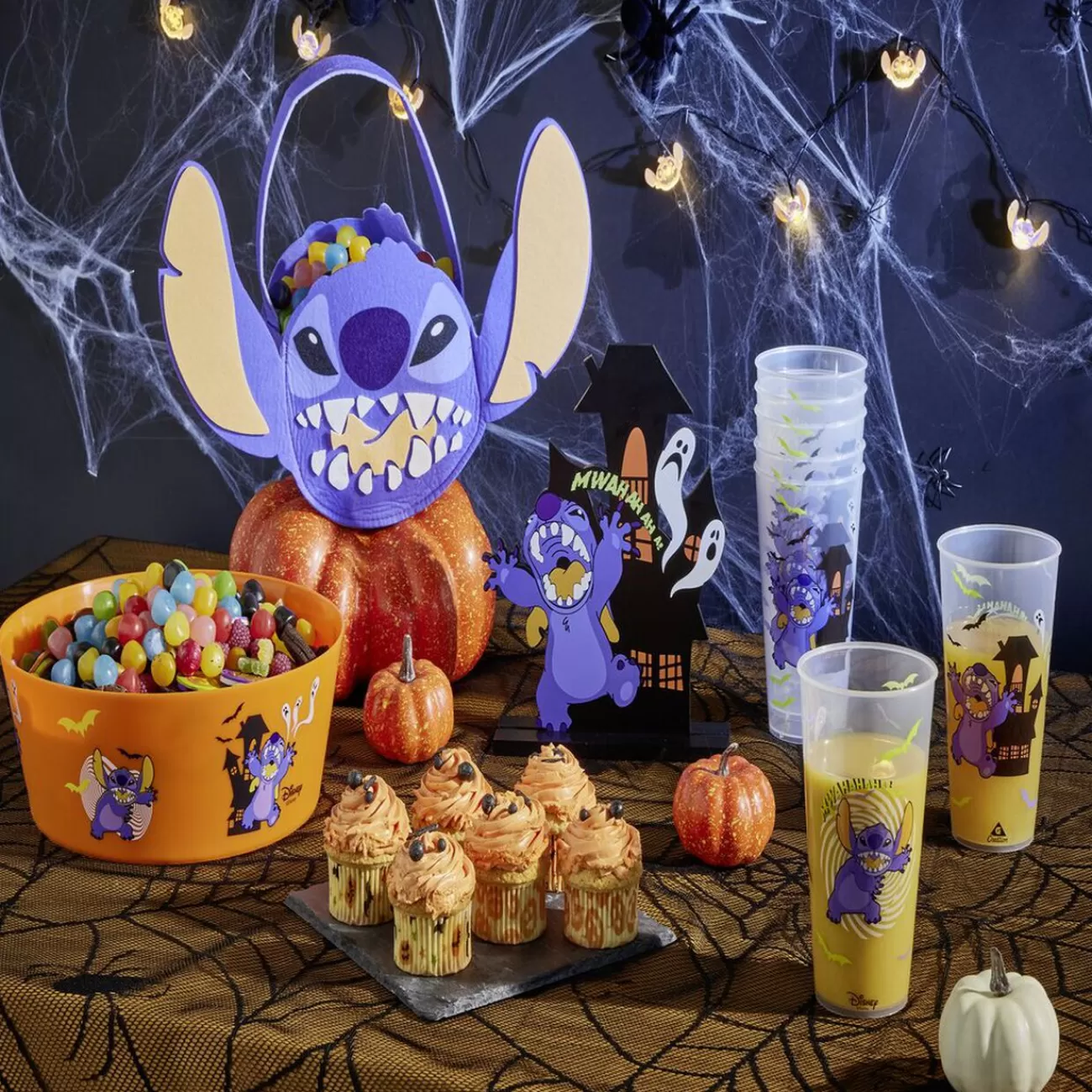 Gifi Seau à bonbons Halloween Disney Stitch bleu Hot