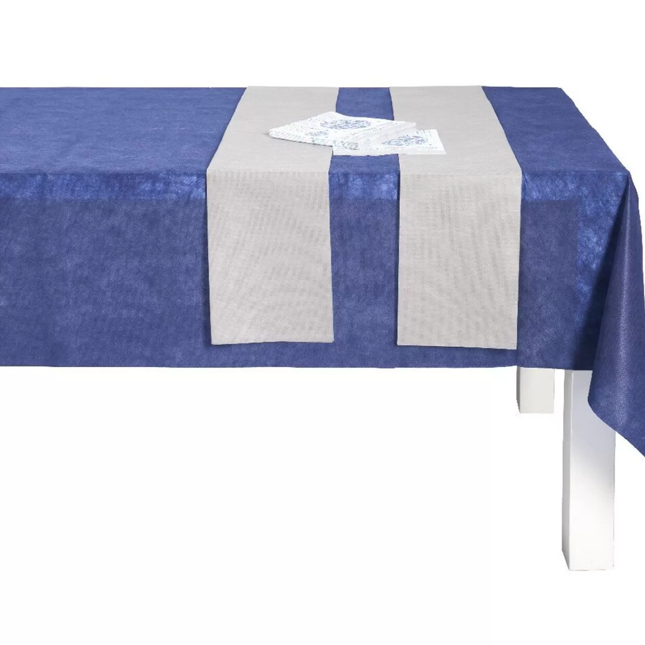 Gifi Set jetable bleu argenté nappe chemin de table serviettes Clearance