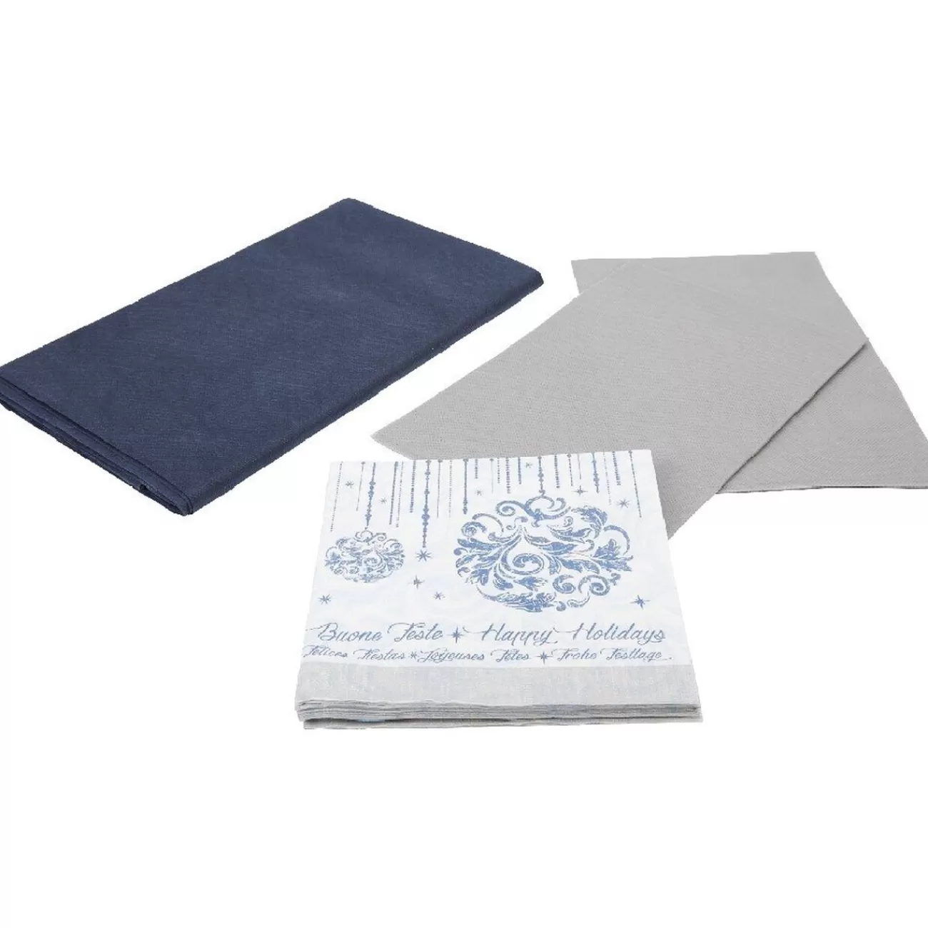 Gifi Set jetable bleu argenté nappe chemin de table serviettes Clearance