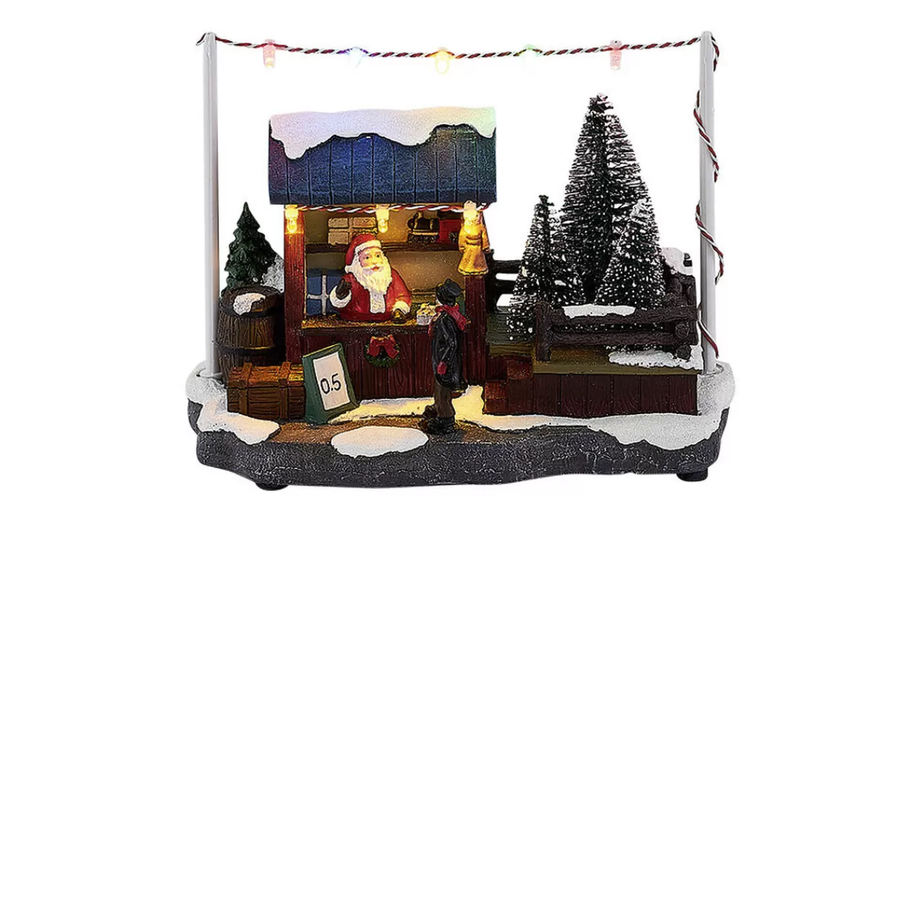 Gifi Stand Père Noël lumineux marché 8 LED multicolore en résine< Décoration Intérieure De Noël