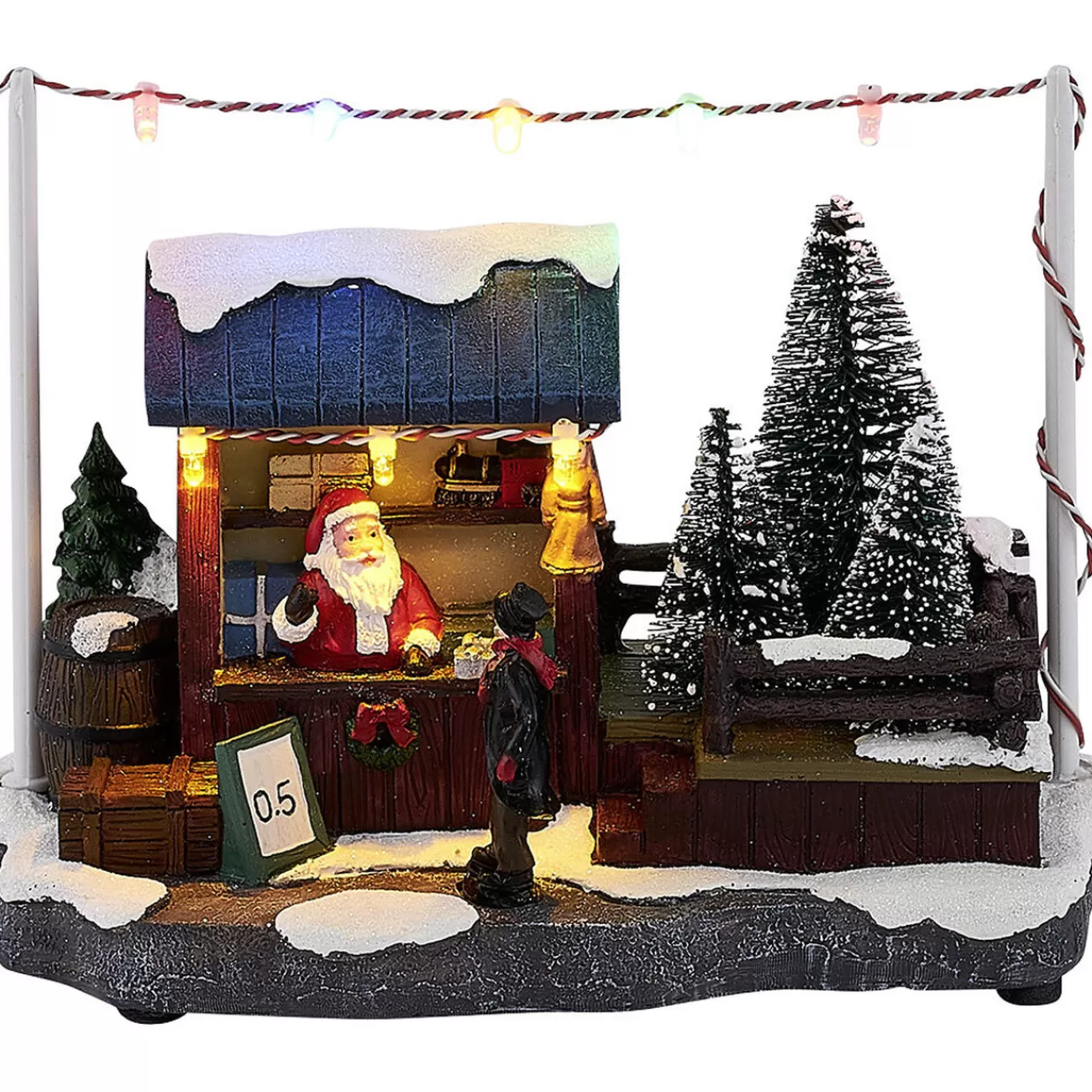 Gifi Stand Père Noël lumineux marché 8 LED multicolore en résine< Décoration Intérieure De Noël