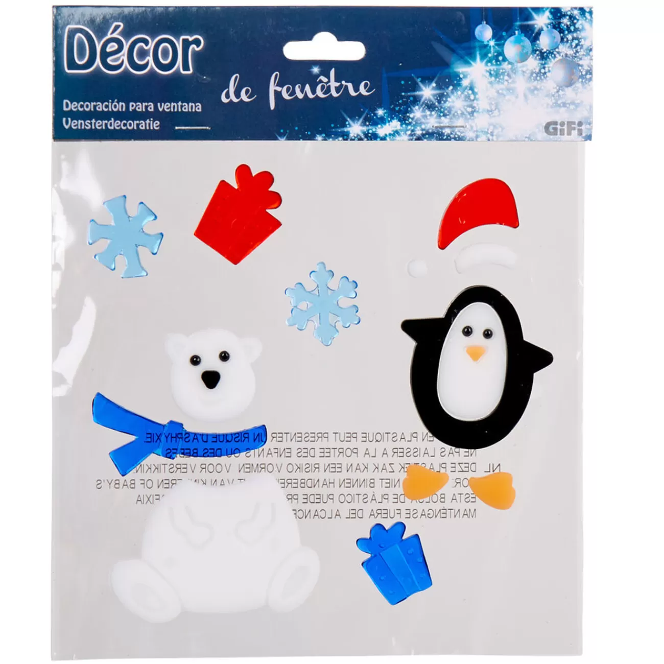 Gifi Sticker gel ours et pingouin Noël< Décoration De Fenêtre