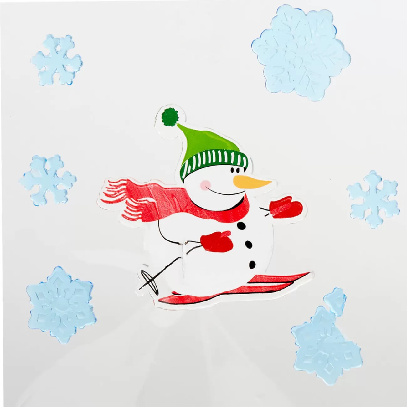 Gifi Sticker gel pour vitre bonhomme de neige et flocons< Décoration De Fenêtre