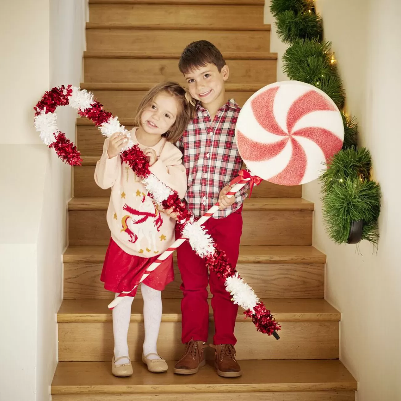 Gifi Sucre d'orge géant à poser rouge et blanc 1,10m< Décoration Intérieure De Noël