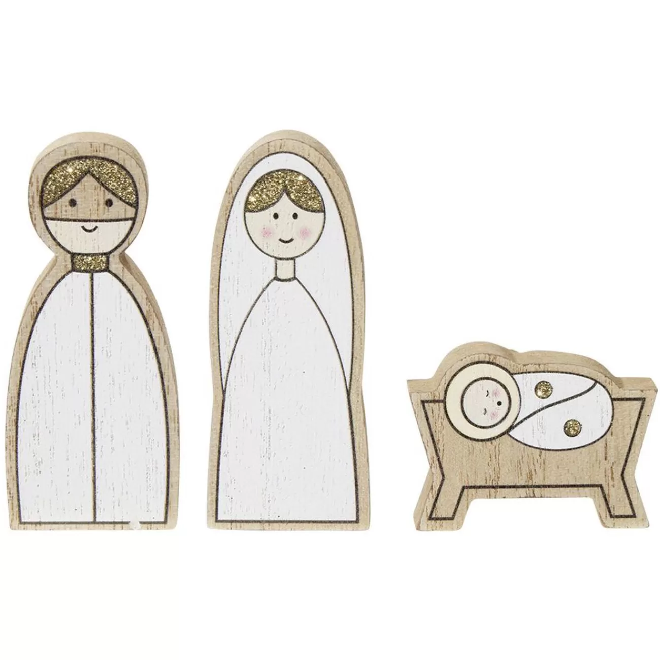 Gifi Sujet de crèche blanc naturel x3< Décoration Intérieure De Noël