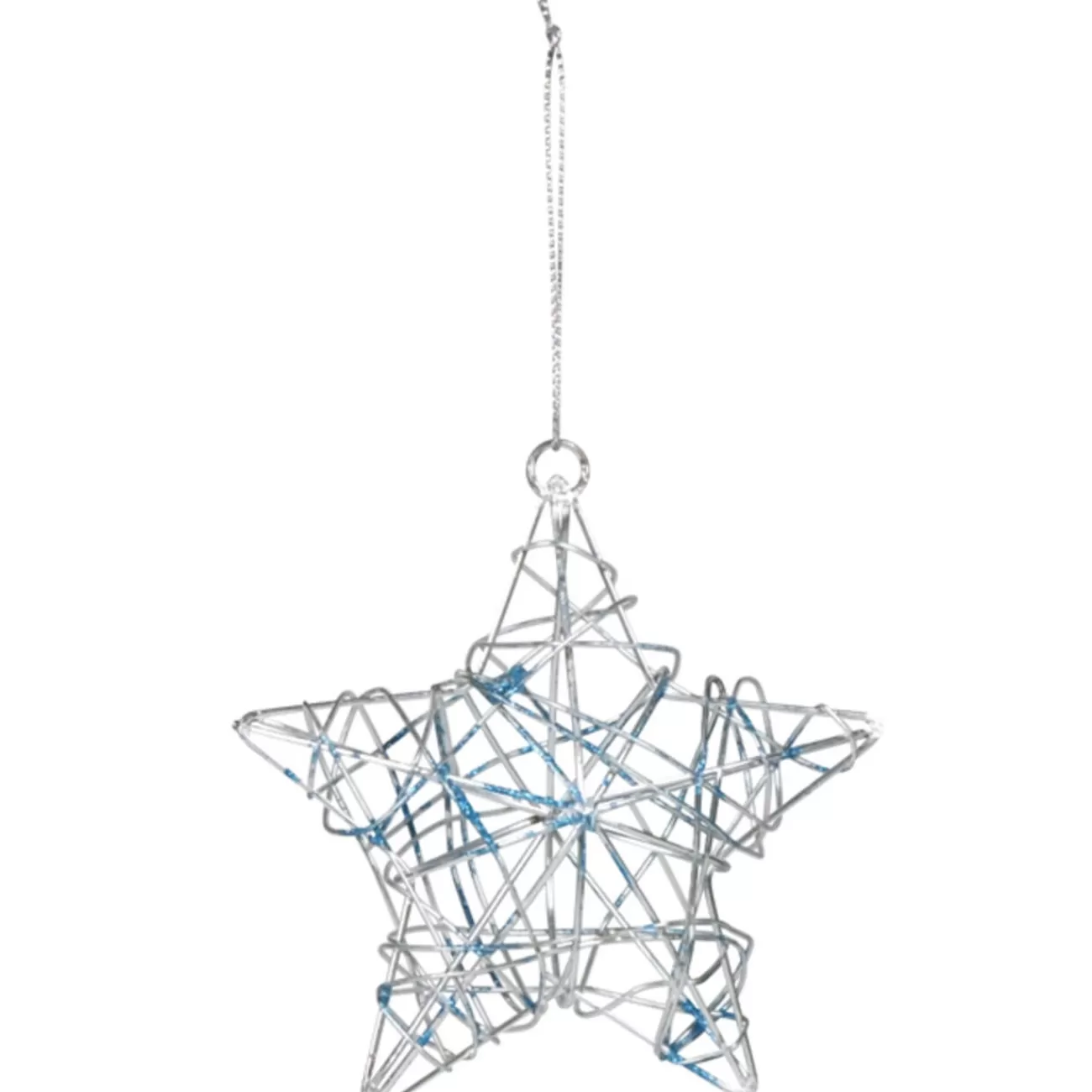 Gifi Suspension étoile de Noël argentée bleue< Décoration Sapin