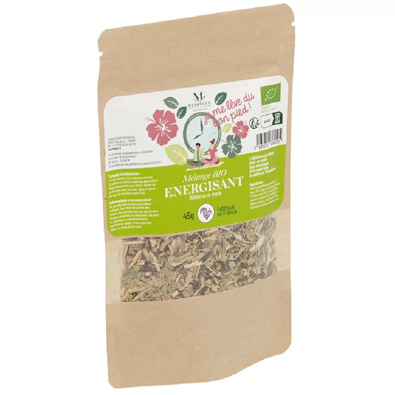 Gifi Thé énergisant maté hibiscus mélange Mességué Bio 45g Outlet