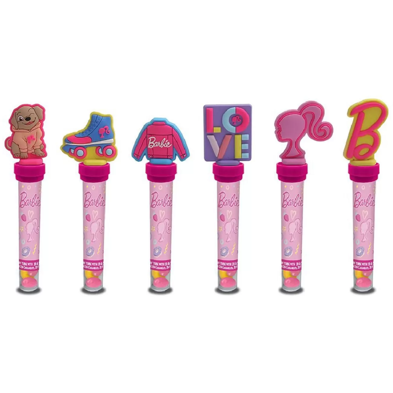 Gifi Tube de 20 bonbons Barbie avec capuchon tampon Fashion