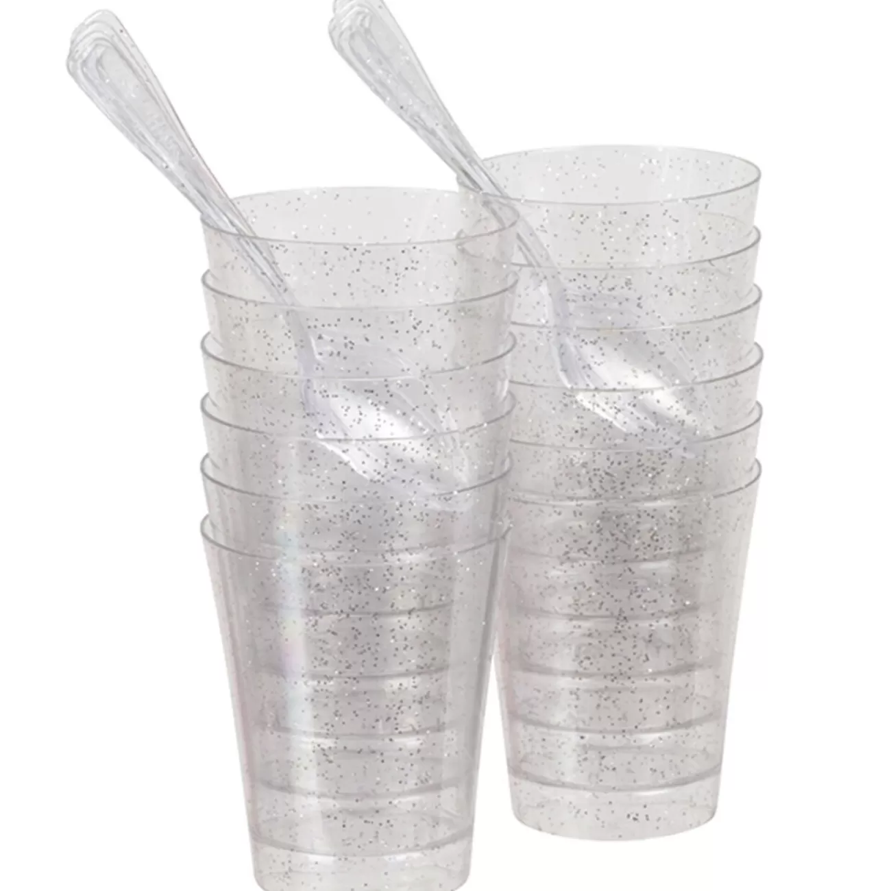 Gifi Verrine et cuillère pailletée argentée plastique x12 Hot