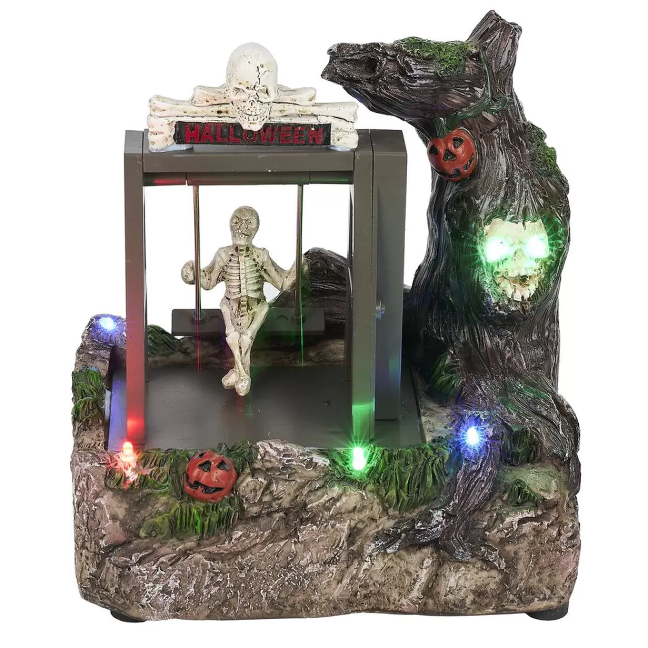 Gifi Village animé Halloween à piles squelette sur balançoire H18,5cm Store