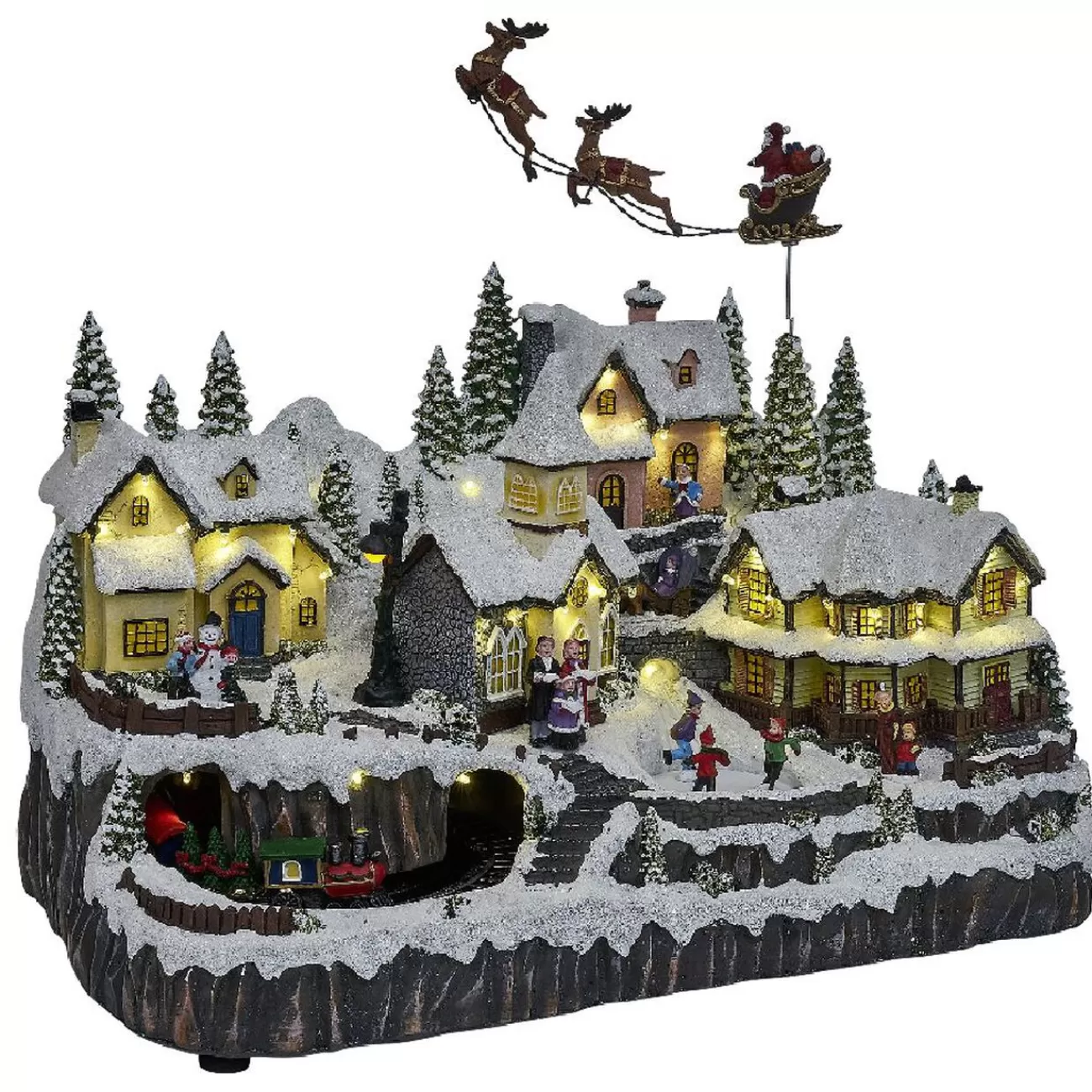 Gifi Village de Noël lumineux 42LED blanc chaudmusical et animé< Décoration Intérieure De Noël