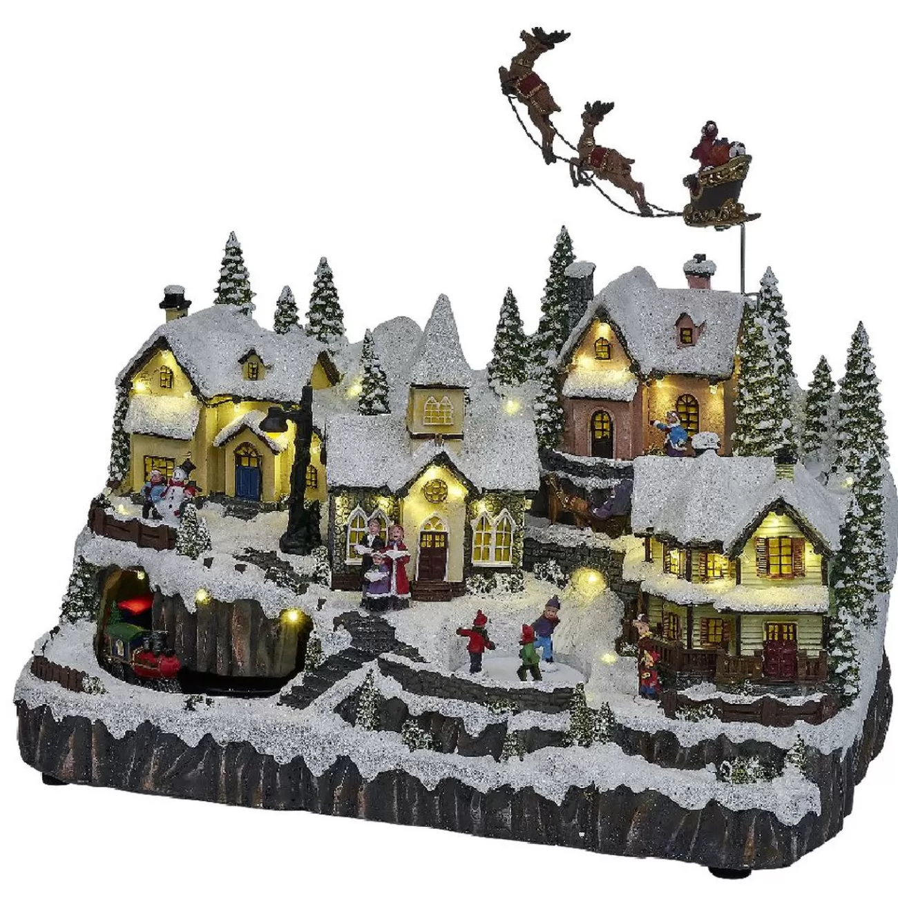 Gifi Village de Noël lumineux 42LED blanc chaudmusical et animé< Décoration Intérieure De Noël