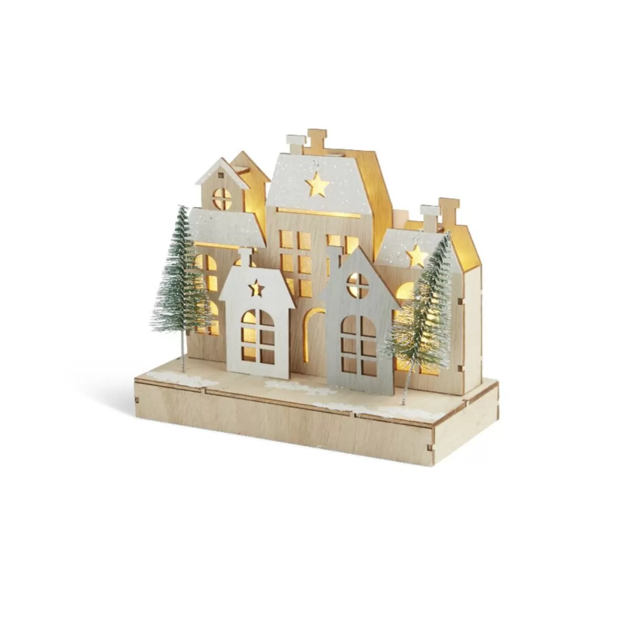 Gifi Village de Noël lumineux en bois 7LED< Décoration Intérieure De Noël