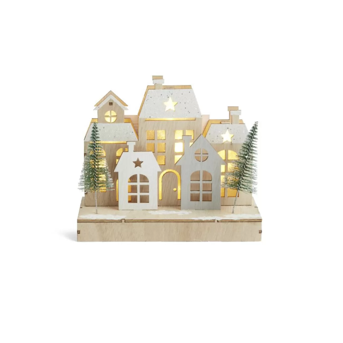 Gifi Village de Noël lumineux en bois 7LED< Décoration Intérieure De Noël